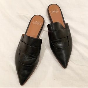 Franco Sarto Black Leather Pointy Toe Mule Sz 7.5
